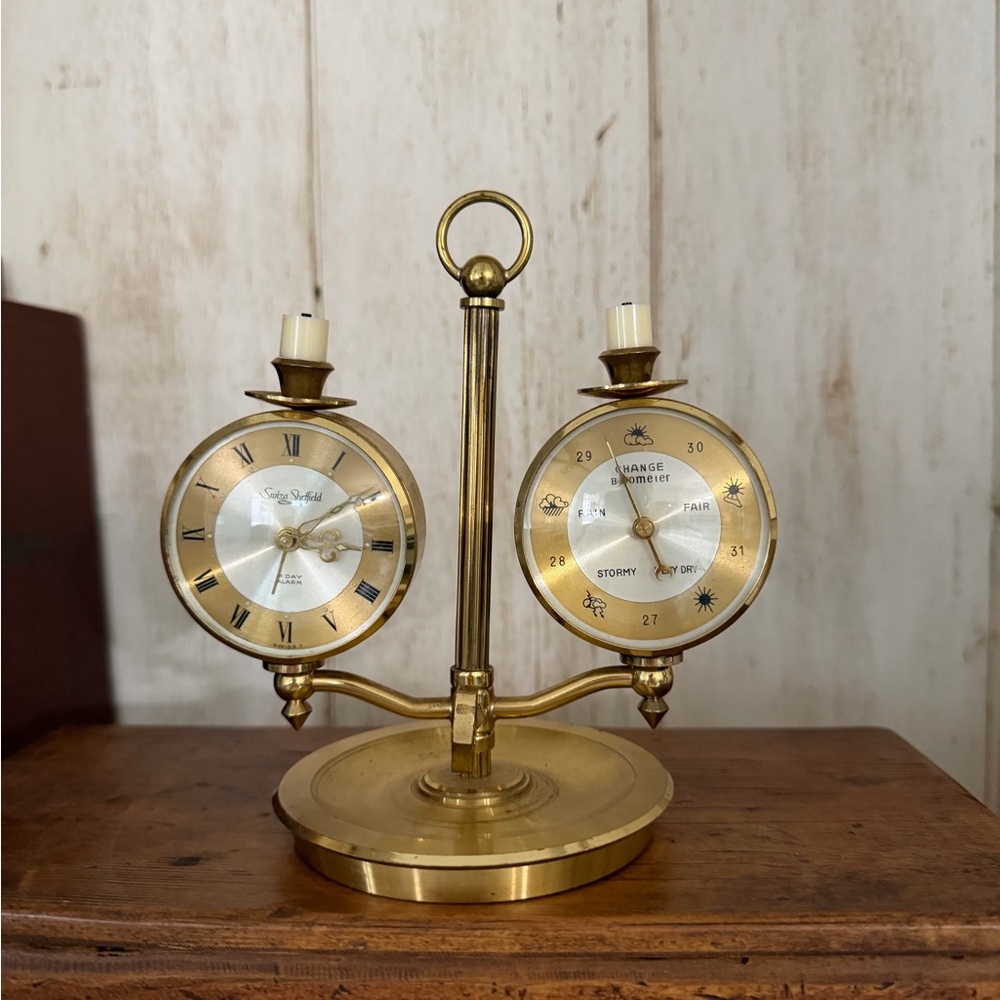 Vintage Gold Weather Station Clock